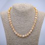 Necklace of natural beige mother-of-pearl, smooth bead, diameter 8mm±, length 45cm±