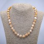 Necklace made of natural beige mother-of-pearl, smooth round beads, diameter 10mm±, length 45cm±