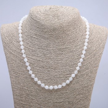 Moonstone Adularia Bead Necklace Smooth Round Beads 8mm Diameter, 45cm Length +