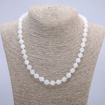Adularia Necklace with Natural Stone, smooth round bead diameter 6mm, length 45cm +