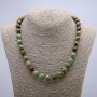 Necklace made of natural stone Green Jasper smooth bead, diameter 10mm±, length 46cm