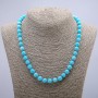 Natural Aquamarine Necklace Bead, Smooth Round 6mm, Length 48cm +