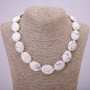 Chalcedony Necklace, Natural Stone, Howlite, oval 25×18mm, length 45cm +