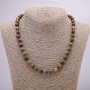 Jasper Picasso Necklace, natural stone, smooth round beads 8mm diameter, 45cm length +