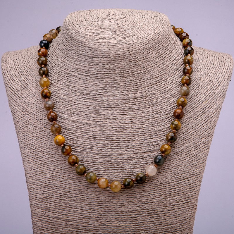 Petersite Beads Necklace made of natural stone smooth round beads, diameter 8(±)mm, length 45cm