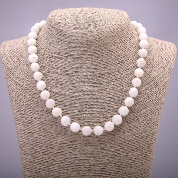 Adularia Natural Stone Necklace, smooth round beads, diameter 10±mm, length 45 cm