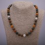 Necklace of Assorted Stone Beads, Smooth Round, 10mm ± diameter, 45cm length