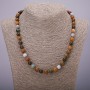 Assorted Natural Stone Necklace, smooth round beads, diameter 8(±)mm, length 48cm