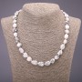 Chalcedony Necklace, Natural Stone, Faceted Howlite, diameter 9x11(±)mm, length 48 cm