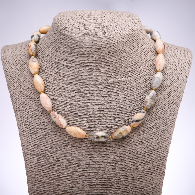 Jasper Picasso Beads Smooth Bicone, 10x19mm, 45cm Length