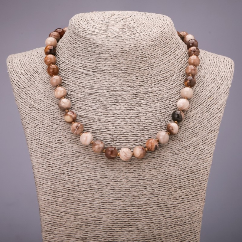 Jasper Beads Necklace, smooth round beads 10mm diameter, 45cm length