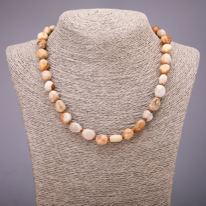 Jasper Beads Necklace, tumbled, diameter 10×14 mm (±), length 48 cm