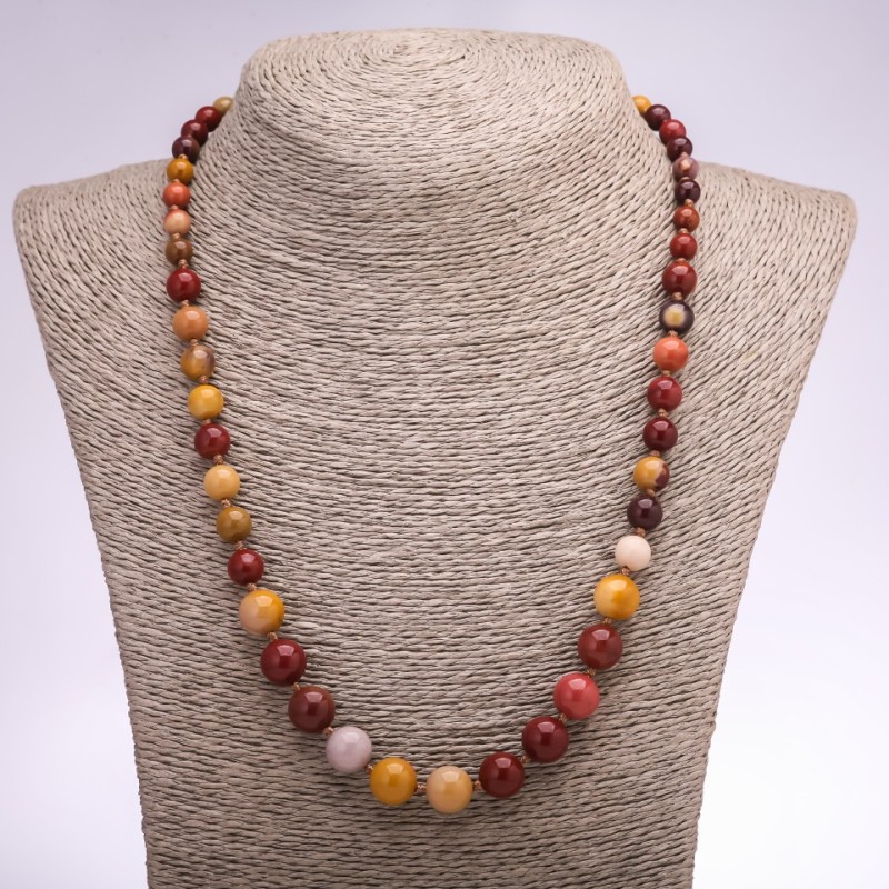 Jasper Mookaite Bead Necklace Smooth Ball Increasing Size, 6-8-10mm Diameters, 48cm Length