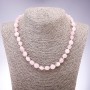 Necklace of Natural Stone Pink Quartz Beads, faceted, diameter 8-10mm, length 45cm
