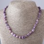 Charoite Stone Beads Faceted Necklace, 48 cm Length, 6-9 mm Diameter