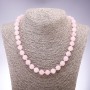 Necklace made of natural stone: Pink quartz smooth bead, 10mm diameter, 47cm+ length