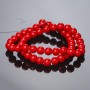 Coral (Pressed) Beads on Fishing Line, Smooth Round, Diameter 8mm +/-, Length 37cm+