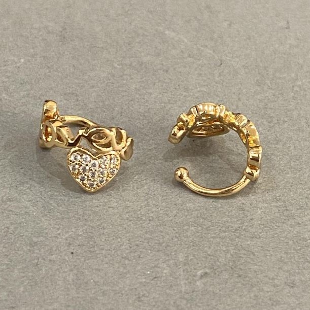 Xuping Café, 18K Gold Plated, White Crystals, 'Love' 10x8 mm