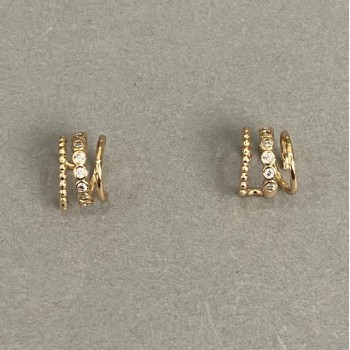Triple Caf Xuping 18K Gold Plating with White Crystals 10x8mm +