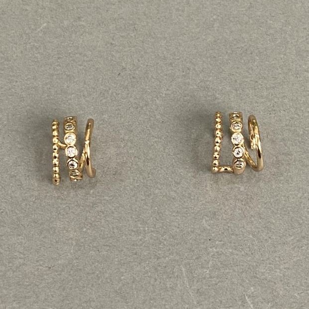 Triple Caf Xuping 18K Gold Plating with White Crystals 10x8mm +