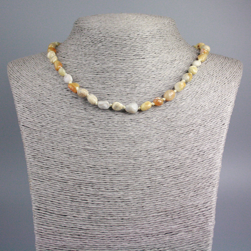 Beads Fossilized Coral Tumbled, diameter 9×7 mm ±, length 48 cm ±
