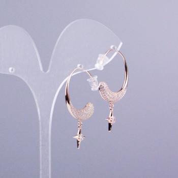 Xuping Hoop Earrings 18K Gold Plated with White Crystals, thickness 5mm±, diameter 24mm±