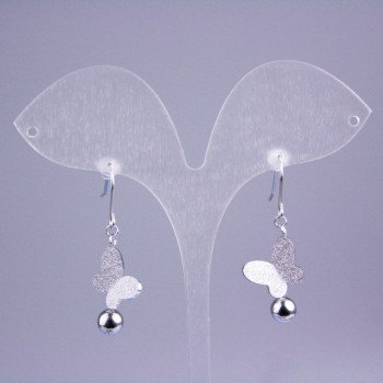 Earrings Xuping Rhodium with Glitter Rhinestones "Butterfly", length 38mm+