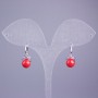 Earrings Xuping Rhodium with White Crystals and Red Bead 17×8 mm+
