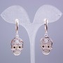 Earrings Xuping 18K Gold Plating with White and Black Stones Skull, length 45mm+