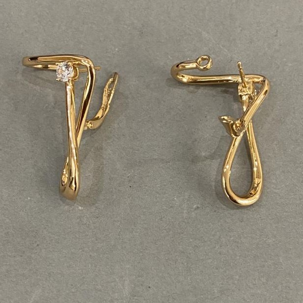Earrings Xuping 18K Gold Plating with White Stones 34x22mm+