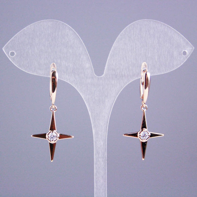 Earrings Xuping 18K Gold Plating with White Stones 'Star', 38mm length