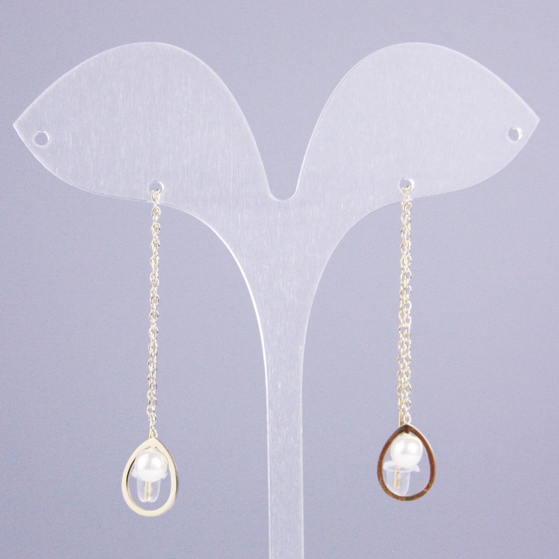 Xuping Earrings with Mallorca Pearl, 18K Gold Plating, long 9 cm +/- with Pearl