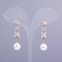 Stud Earrings Xuping 18K Gold-Plated Long 40mm+ with White Stone and Mallorca Pearl, 10mm+ diameter