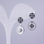 Xuping Rhodium Stud Earrings with Mother-of-Palse Insert Circles, 12mm and 8mm Diameters, 25mm Length