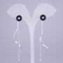 Xuping Rhodium Stud Earrings with Black Enamel Circle, diameter 10 mm± with white stones and chains, length 7 cm+