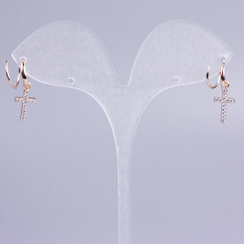 Xuping Café Gold 18K with White Crystals Cross, 20mm length +