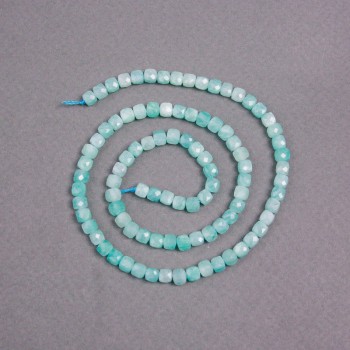 Amazonite Beads on Thread Natural Stone Bead Faceted Cube, diameter 4×4mm±, length 40cm±