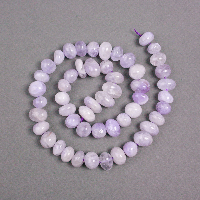 Beads on a Thread Lavender Amethyst Natural Stone Tumbled, 10x7mm, +-, thread length 40cm+-