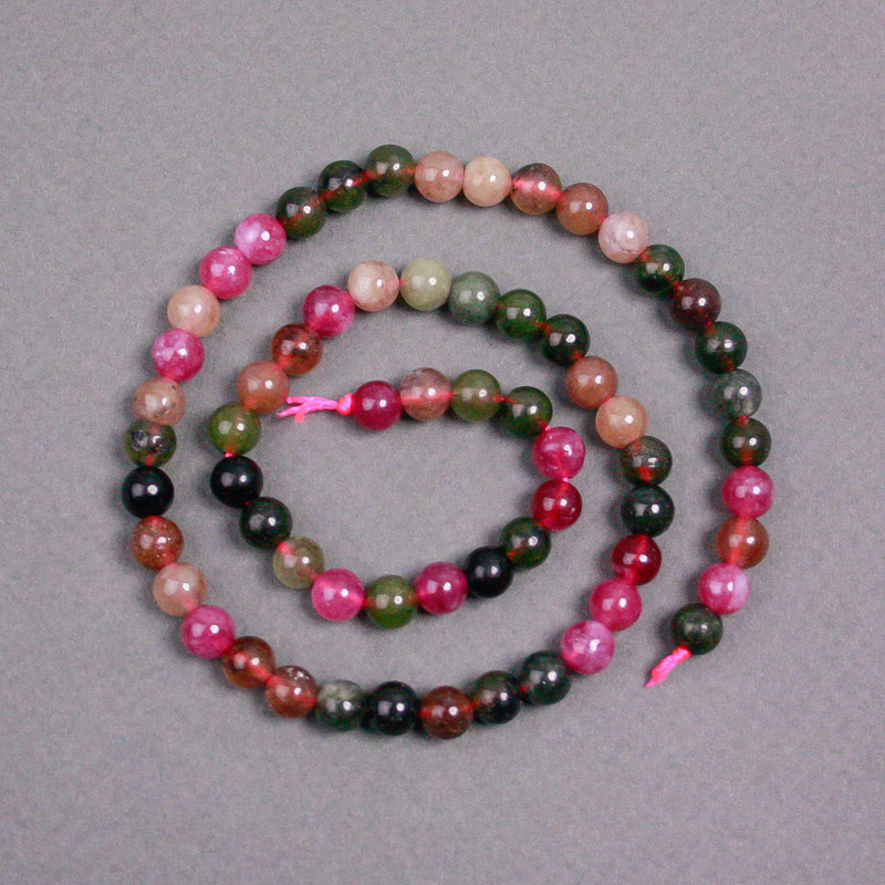 Tourmaline Beads on Thread Smooth Sphere 6mm Diameter, 37cm Length