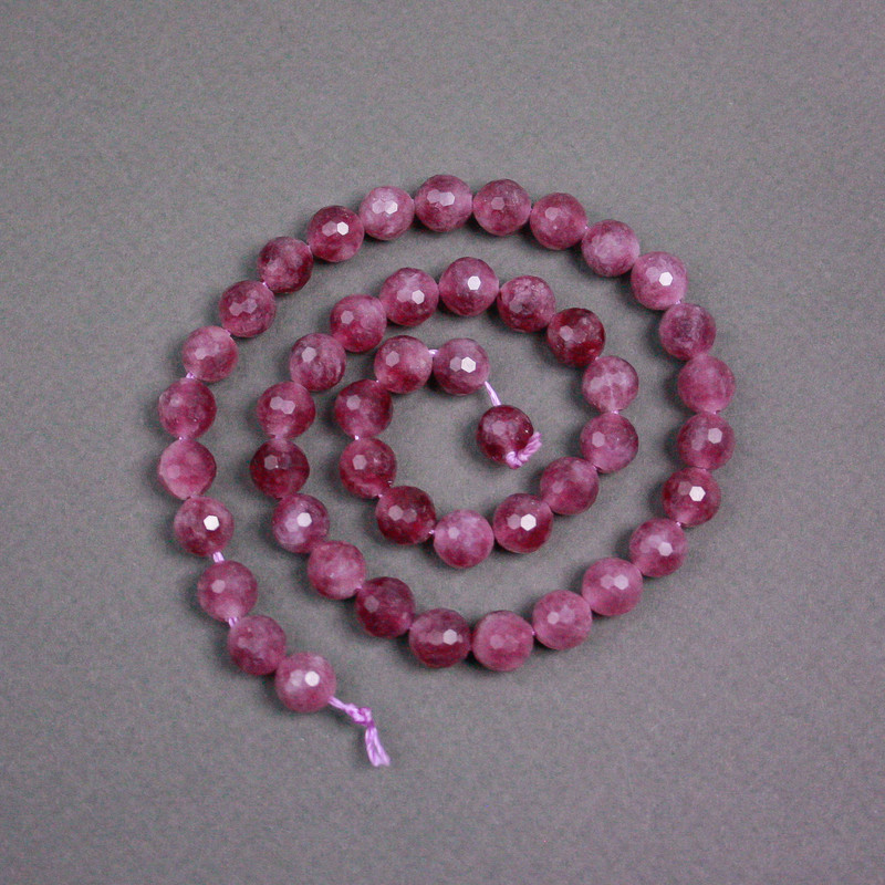 Tourmaline Rubellite Beads on a Thread, faceted ball, diameter 8mm±, length 37cm±