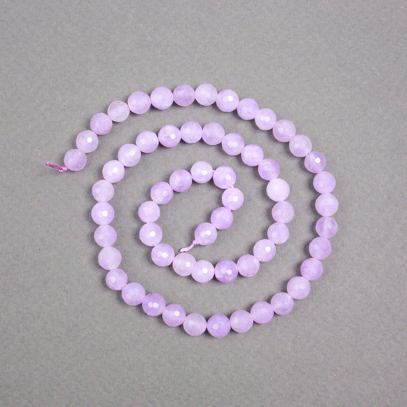 Lavender Amethyst Beads on Thread, Natural Stone, Faceted Round Bead, 6mmØ ±, Length 37cm ±