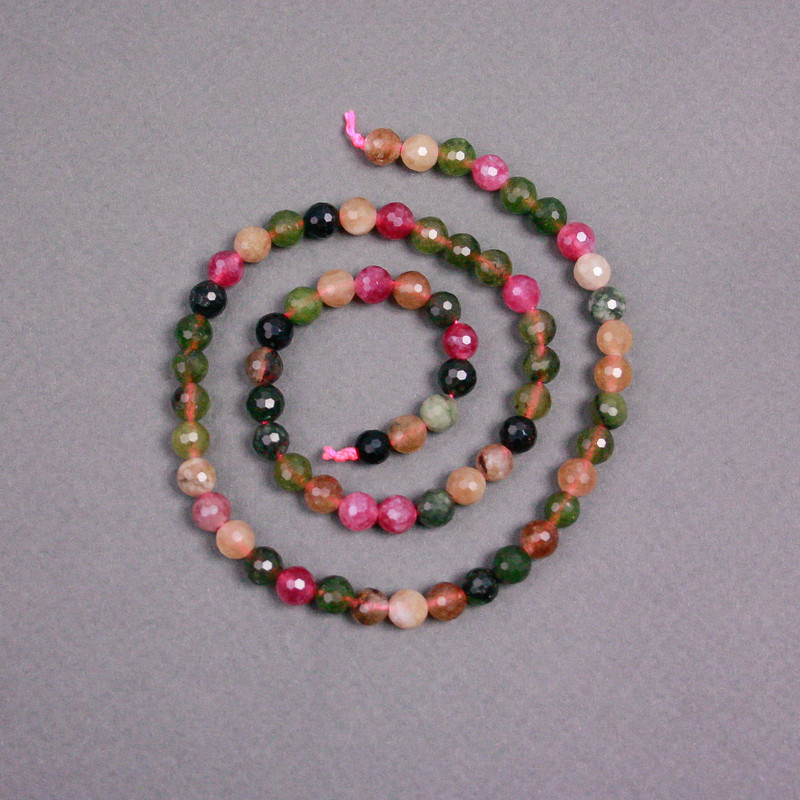 Turmaline Beads on Thread Natural Stone Grenulated Sphere, 8mm diameter, 38cm length