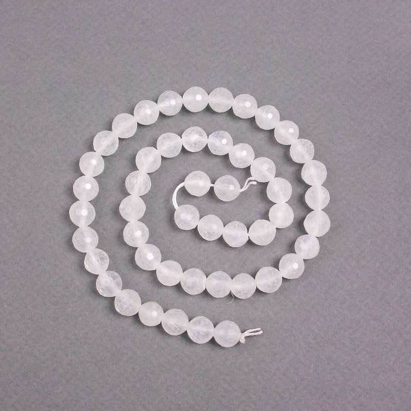 Rock Crystal Beads on String Natural Stone Granulated Round Beads 8mm ±, Length 39cm ±