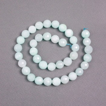 Angelite Beads on Thread, Natural Stone, Faceted Round Bead, diameter 10mm±, length 38cm±