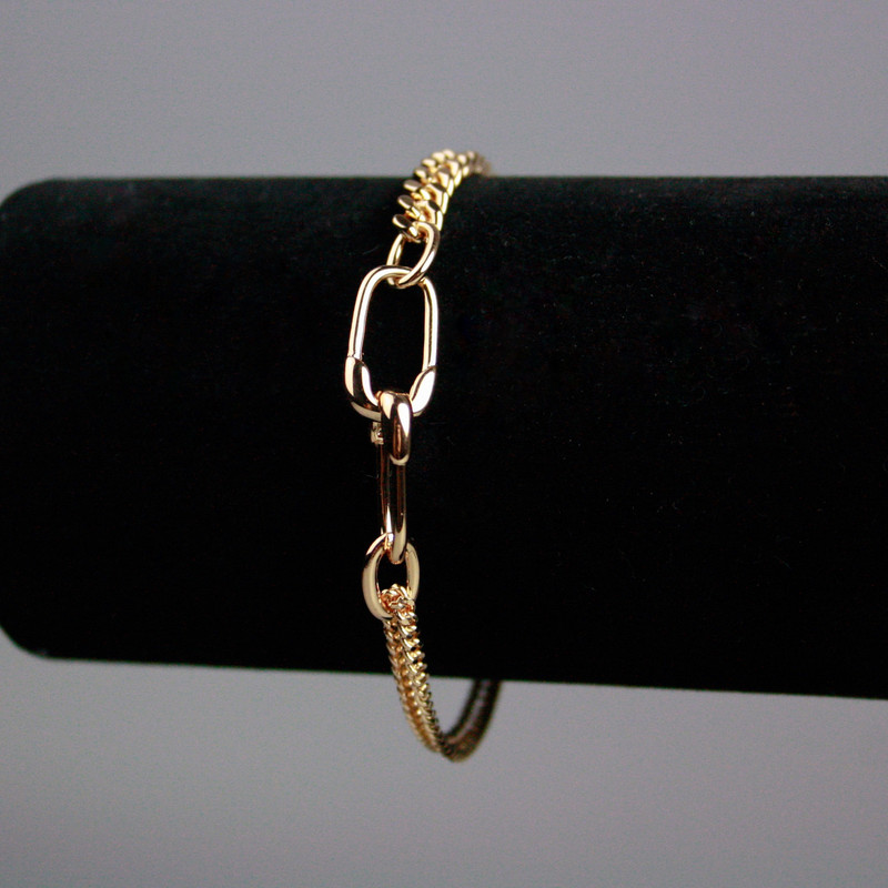 Xuping Bracelet Gold Plating 18k Flat Cable Link with Extender Chain, 7.9in (20 cm)