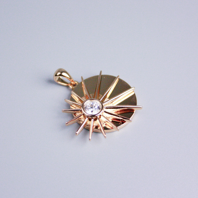 Xuping Pendant, 18K Gold Plated, Star with White Stones, Ø 20mm
