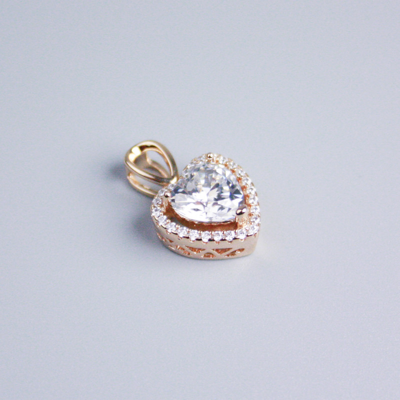 Xuping Pendant 18K Gold Plating Heart with White Rhinestones and Crystal, 12x13mm diameter