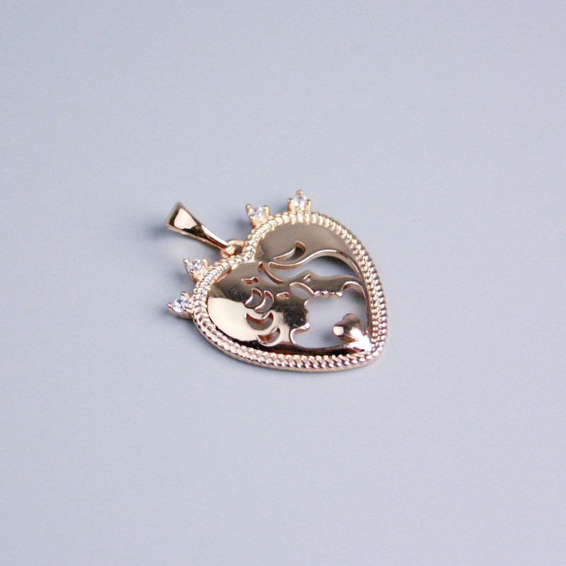 Xuping Pendant 18K Gold Plating Heart with White Crystals, 18x19 mm
