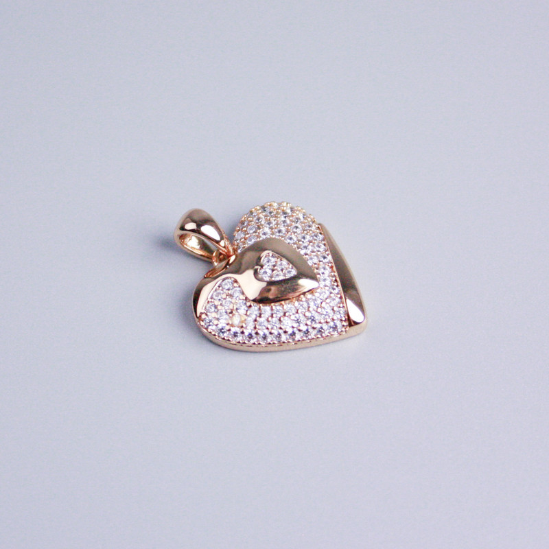 Xuping Pendant Gold Plating 18K Heart with White Crystals, 15x17mm diameter+