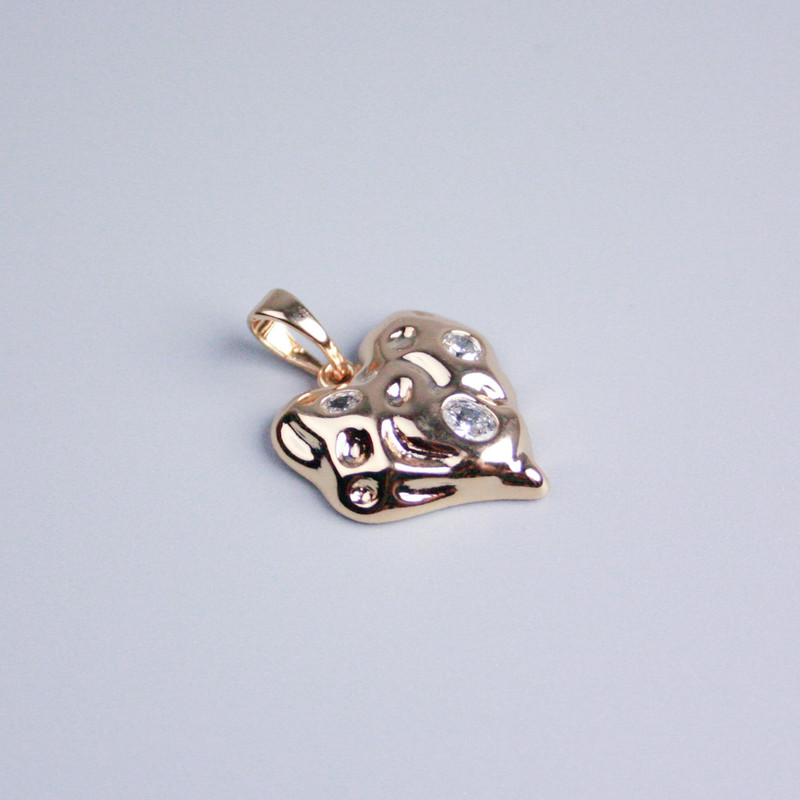 Xuping 18K Gold Plated Heart Pendant with White Crystals, 16x18mm diameter+